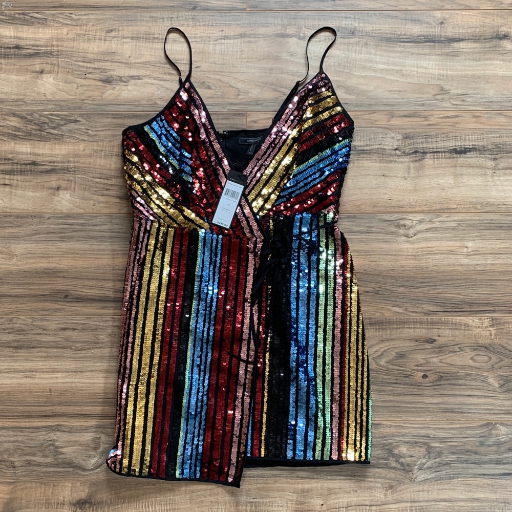 BCBG. Multi color Sequin Dress Size 10.